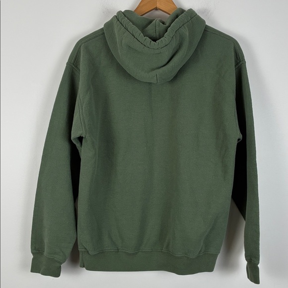 Dog is Good Hoodie Campfire Graphic Green Womens Medium Camping Never Camp Alone - Picture 5 of 7
